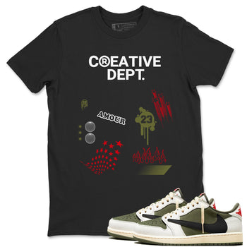 1s Travis Scott Medium Olive Shirts To Match Jordans Creative Dept sneaker match tees Air Jordan 1 Travis Scott Medium Olive Tee SNRT Sneaker Release Tees unisex cotton Black 1 crew neck shirts