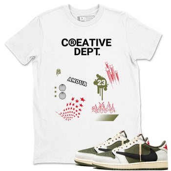 1s Travis Scott Medium Olive Shirts To Match Jordans Creative Dept sneaker match tees Air Jordan 1 Travis Scott Medium Olive Tee SNRT Sneaker Release Tees unisex cotton White 1 crew neck shirts