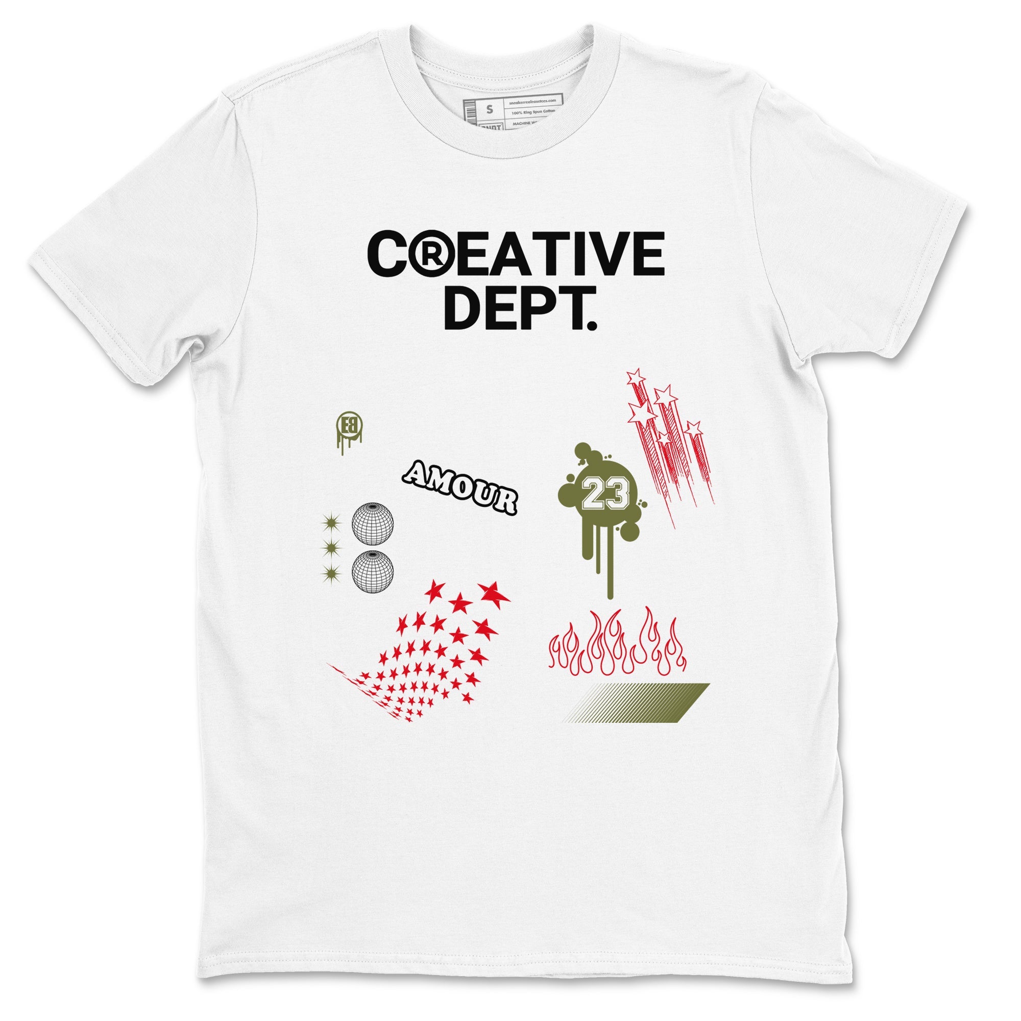 1s Travis Scott Medium Olive Shirts To Match Jordans Creative Dept sneaker match tees Air Jordan 1 Travis Scott Medium Olive Tee SNRT Sneaker Release Tees unisex cotton White 2 crew neck shirts