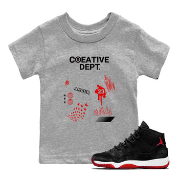 11s Bred Velvet Shirts To Match Jordans Creative Dept sneaker match tees Air Jordan 11 Bred Velvet Tee SNRT Sneaker Release Tees Youth Baby Heather Grey 1 crew neck shirts