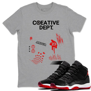 11s Bred Velvet Shirts To Match Jordans Creative Dept sneaker match tees Air Jordan 11 Bred Velvet Tee SNRT Sneaker Release Tees unisex cotton Heather Grey 1 crew neck shirts