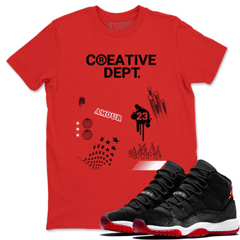 11s Bred Velvet Shirts To Match Jordans Creative Dept sneaker match tees Air Jordan 11 Bred Velvet Tee SNRT Sneaker Release Tees unisex cotton Red 1 crew neck shirts
