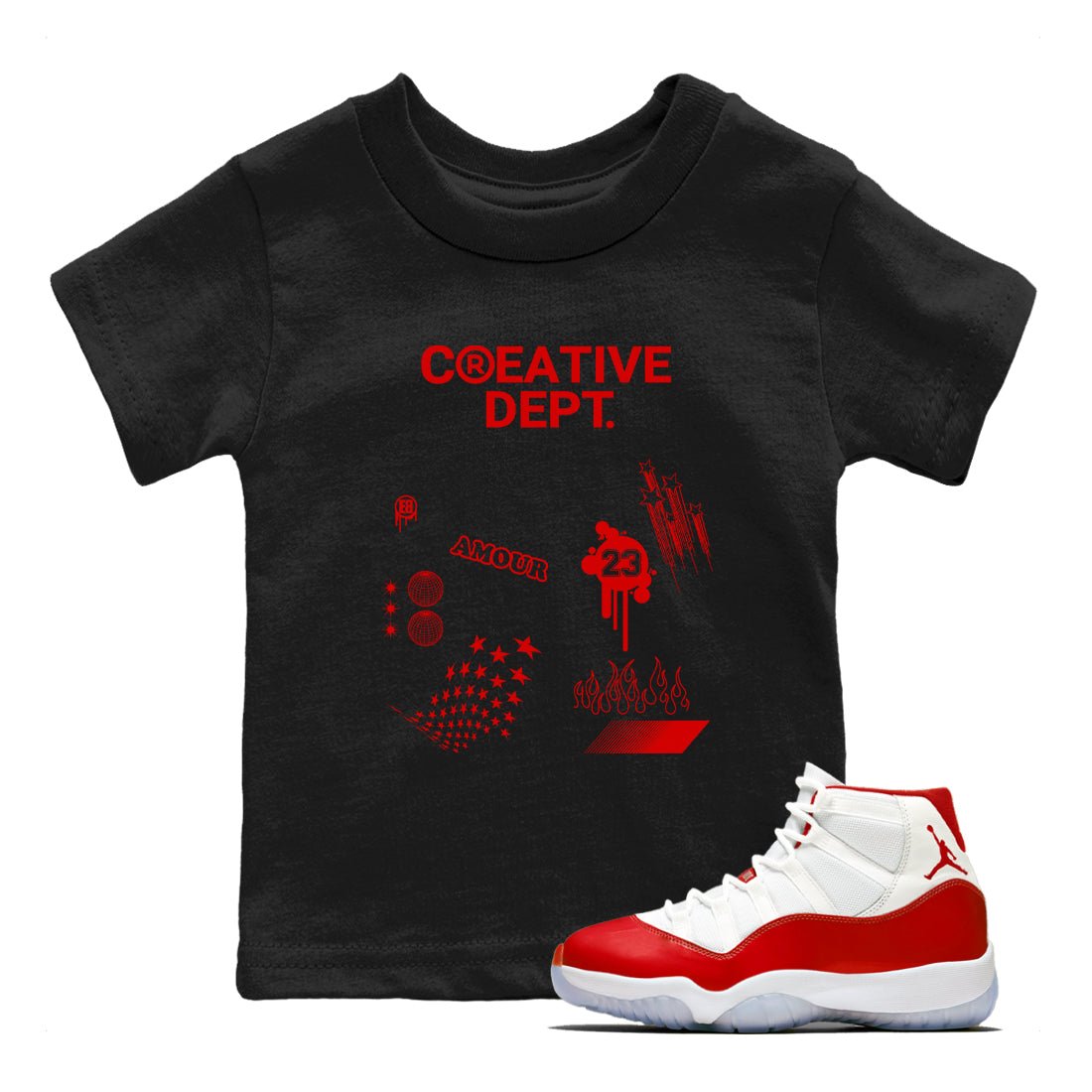 11s Cherry shirts to match jordans Creative Dept sneaker match tees Air Jordan 11 Retro Cherry match shoes to clothes SNRT Sneaker Tees Youth Baby Black 1 tee