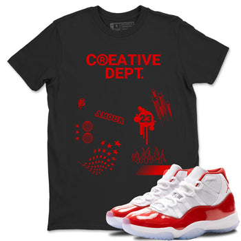 11s Cherry shirts to match jordans Creative Dept sneaker match tees Air Jordan 11 Retro Cherry match shoes to clothes SNRT Sneaker Tees unisex cotton Black 1 shirts