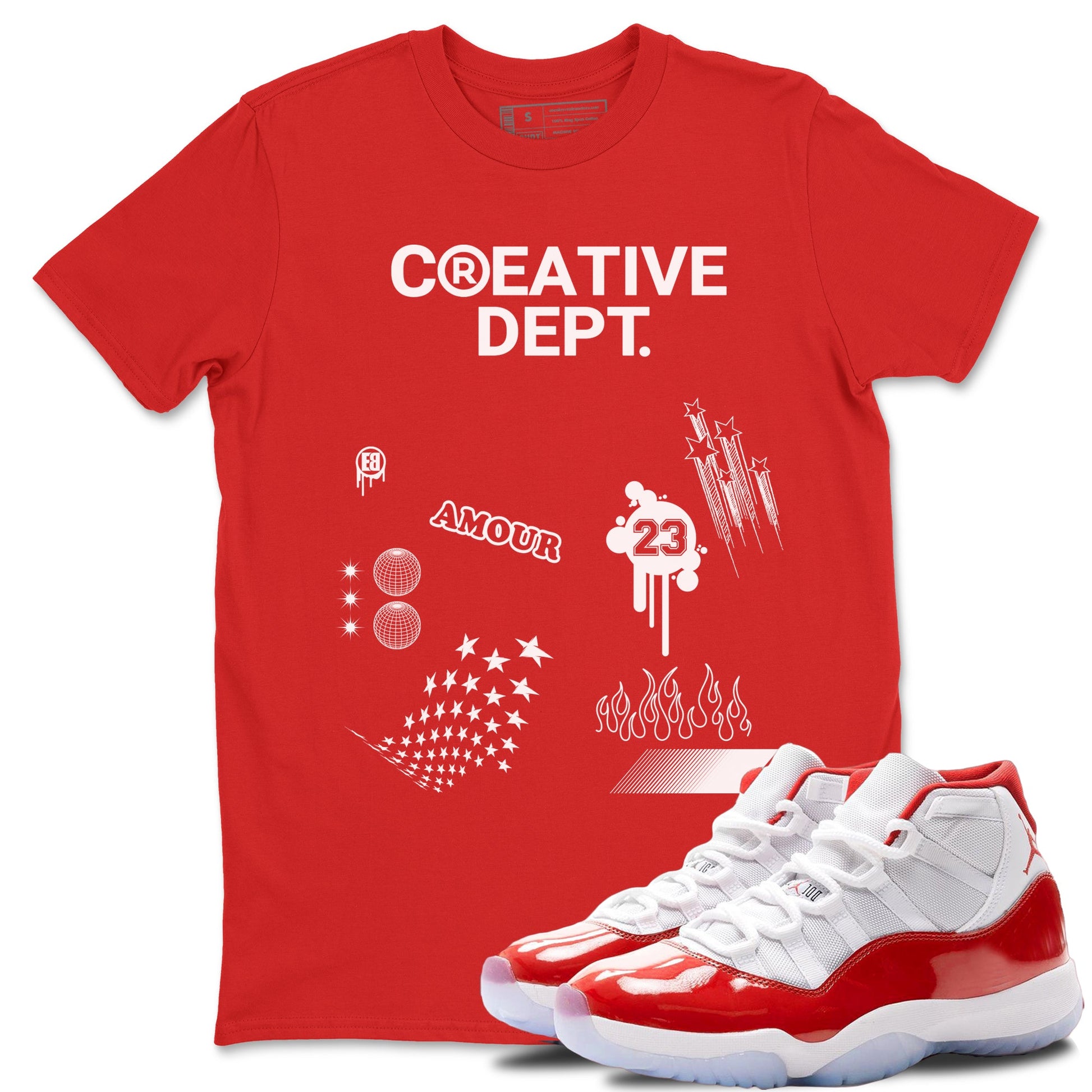 11s Cherry shirts to match jordans Creative Dept sneaker match tees Air Jordan 11 Retro Cherry match shoes to clothes SNRT Sneaker Tees unisex cotton Red 1 shirts