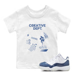 11s Diffused Blue Shirts To Match Jordans Creative Dept sneaker match tees Air Jordan 11 Diffused Blue Tee SNRT Sneaker Release Tees Youth Baby White 1 crew neck shirts