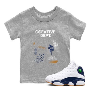 13s Midnight Navy Shirts To Match Jordans Creative Dept sneaker match tees Air Jordan 13 Midnight Navy Tee SNRT Sneaker Release Tees Youth Baby Heather Grey 1 crew neck shirts