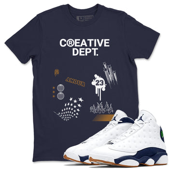 13s Midnight Navy Shirts To Match Jordans Creative Dept sneaker match tees Air Jordan 13 Midnight Navy Tee SNRT Sneaker Release Tees unisex cotton Navy 1 crew neck shirts