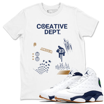 13s Midnight Navy Shirts To Match Jordans Creative Dept sneaker match tees Air Jordan 13 Midnight Navy Tee SNRT Sneaker Release Tees unisex cotton White 1 crew neck shirts