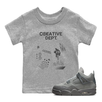 4s Wet Cement Shirts To Match Jordans Creative Dept sneaker match tees Air Jordan 4 Wet Cement Tee SNRT Sneaker Release Tees Youth Baby Heather Grey 1 crew neck shirts