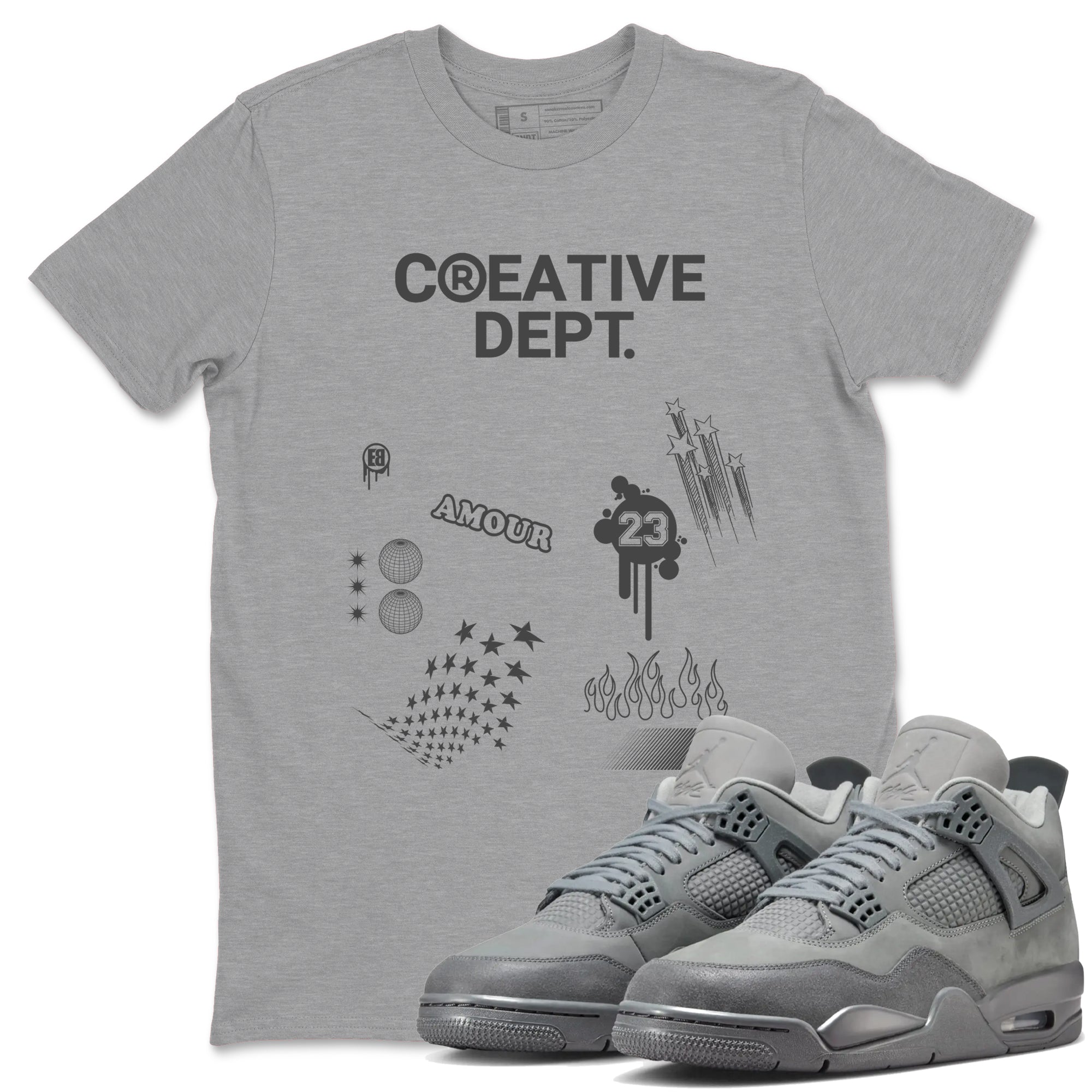 4s Wet Cement Shirts To Match Jordans Creative Dept sneaker match tees Air Jordan 4 Wet Cement Tee SNRT Sneaker Release Tees unisex cotton Heather Grey 1 crew neck shirts