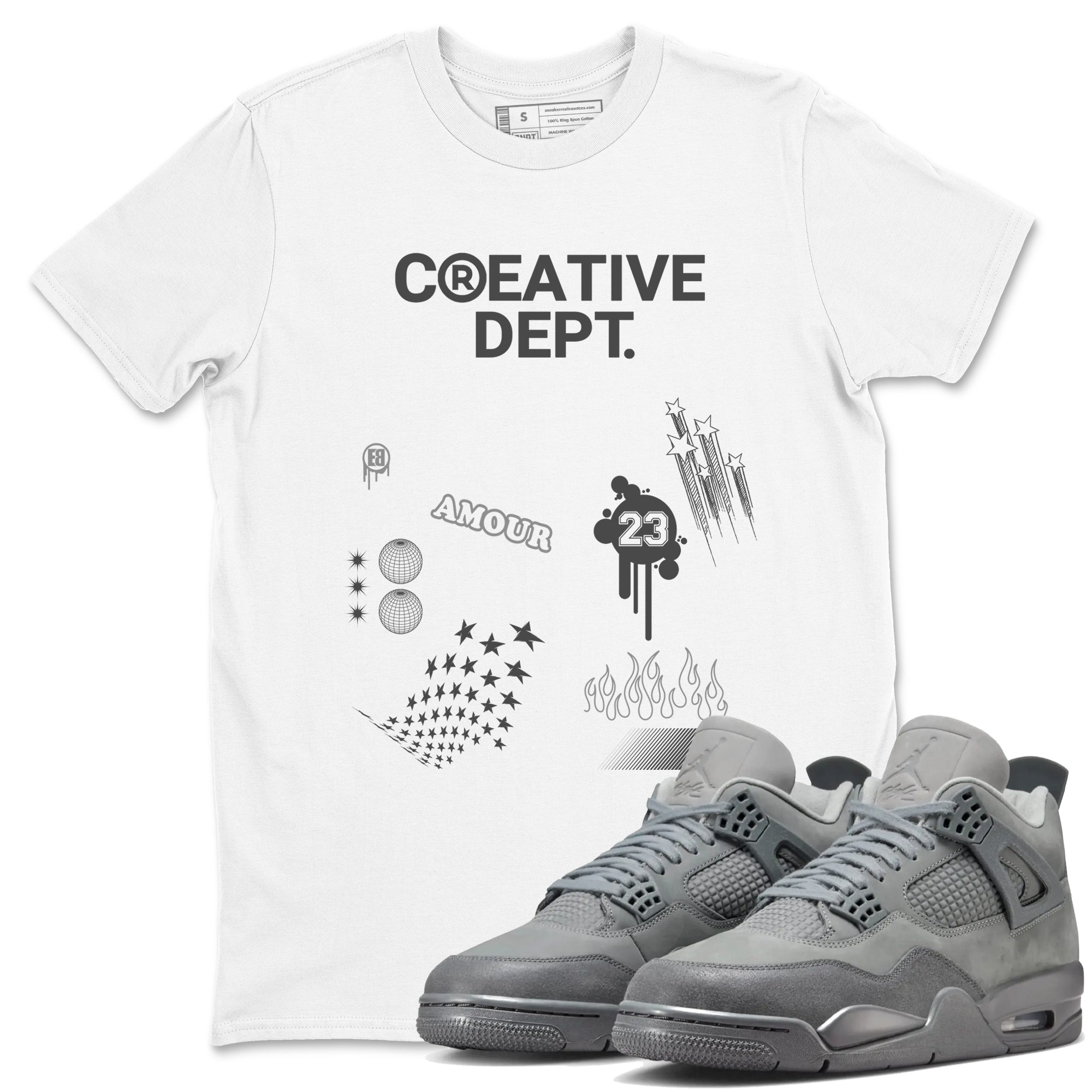 4s Wet Cement Shirts To Match Jordans Creative Dept sneaker match tees Air Jordan 4 Wet Cement Tee SNRT Sneaker Release Tees unisex cotton White 1 crew neck shirts
