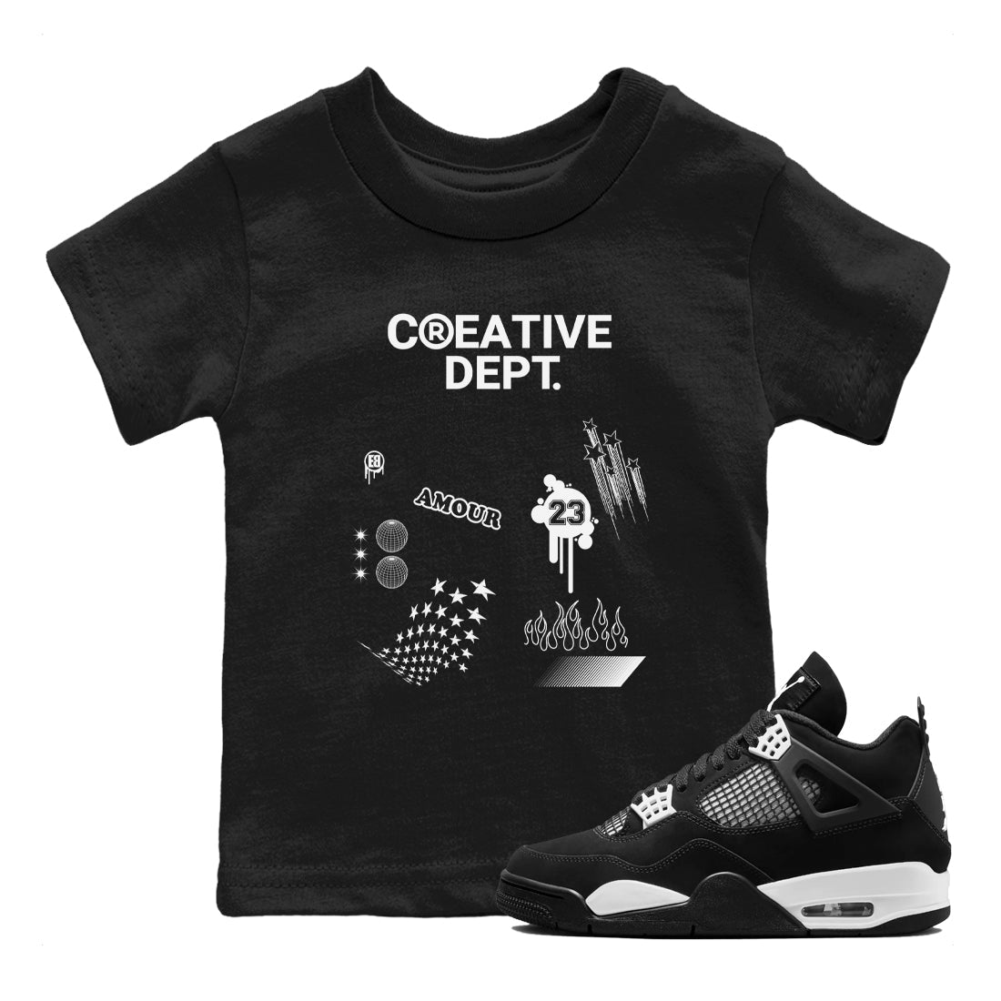 4s White Thunder Shirts To Match Jordans Creative Dept sneaker match tees Air Jordan 4 White Thunder Tee SNRT Sneaker Release Tees Youth Baby Black 1 crew neck shirts