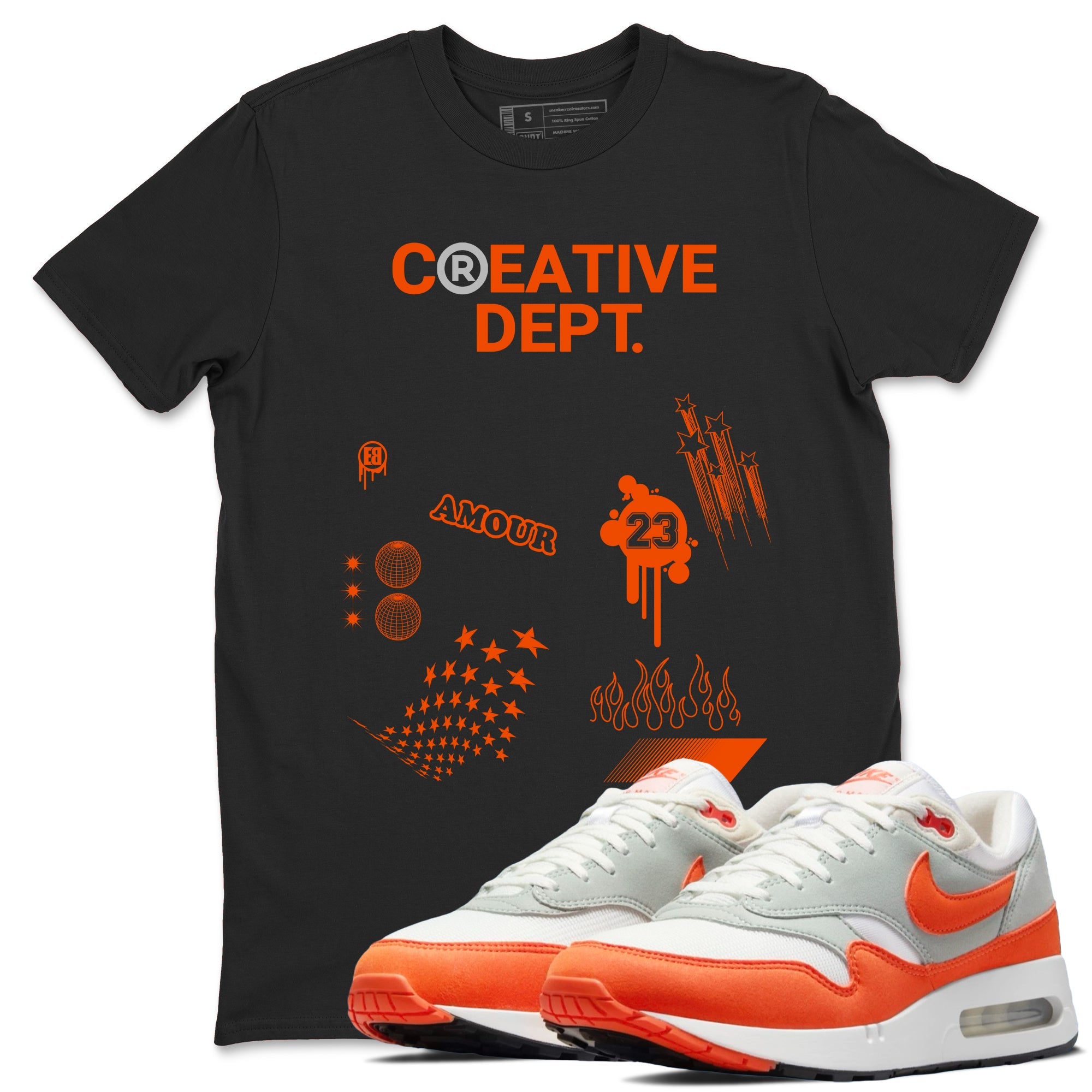 Air Max 1 OG '86 'Summit White and Cosmic Clay shirts to match jordans Creative Dept sneaker match tees Air Max 1 Cosmic Clay match shoes to clothes SNRT Sneaker Tees unisex cotton Black 1 shirts