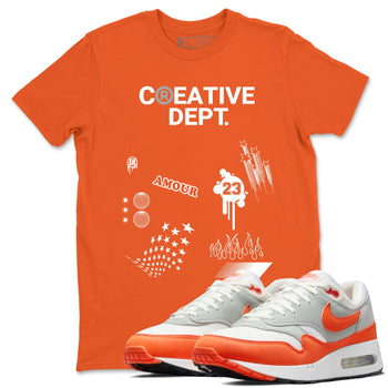 Air Max 1 OG '86 'Summit White and Cosmic Clay shirts to match jordans Creative Dept sneaker match tees Air Max 1 Cosmic Clay match shoes to clothes SNRT Sneaker Tees unisex cotton Orange 1 shirts