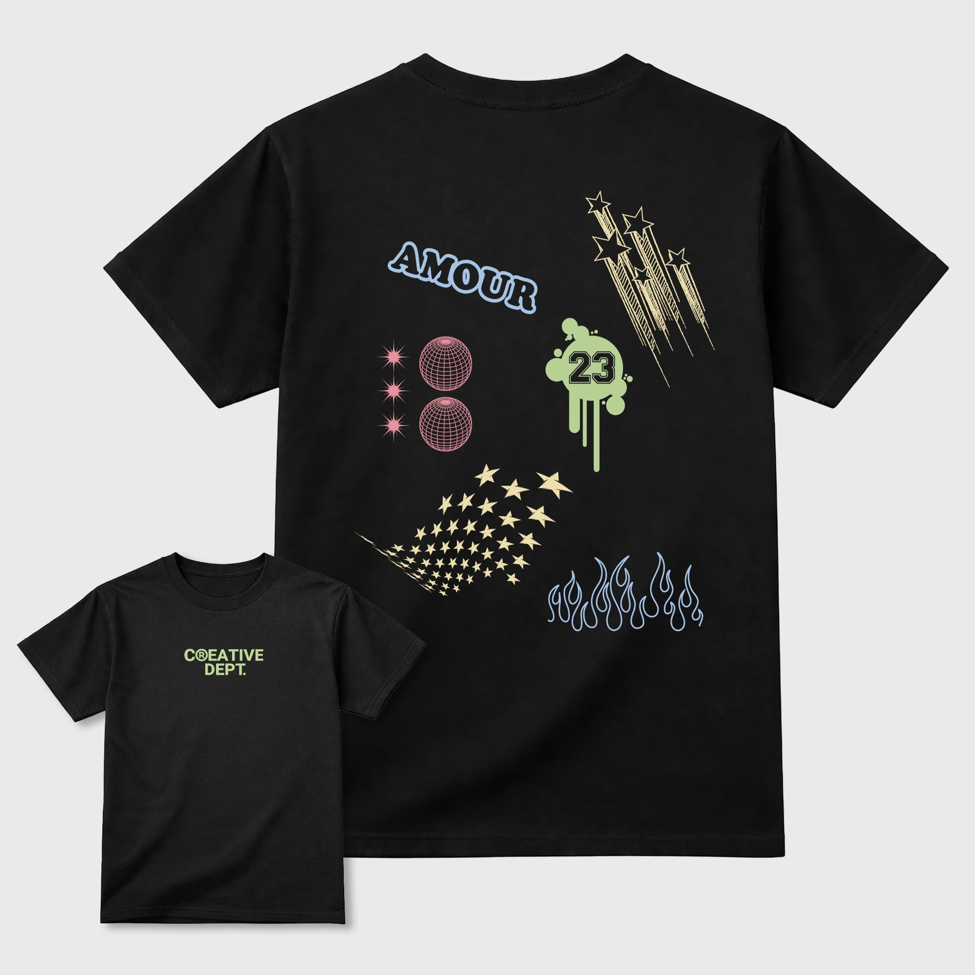 Creative Dept sneaker match t-shirt styled to complete your fit with the sneakers, shown in Black.