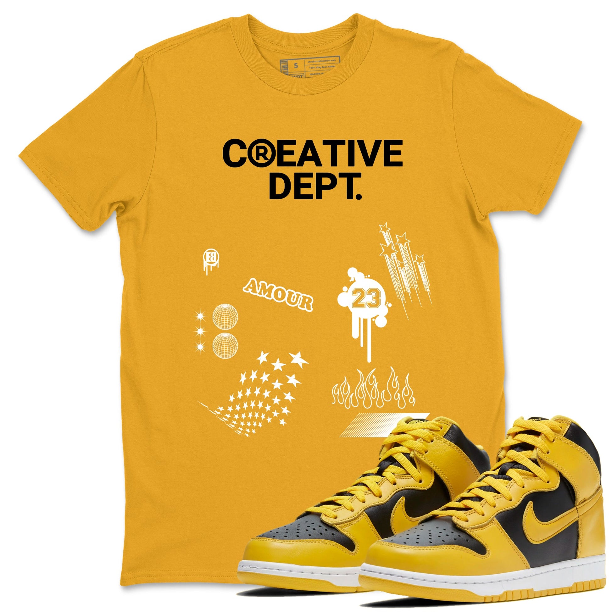 Dunk High Iowa Shirts To Match Jordans Creative Dept Sneaker Shirts Dunk High Pollen SNRT Sneaker Release Tees Unisex Cotton Crew Neck Gold 1 crew neck shirts