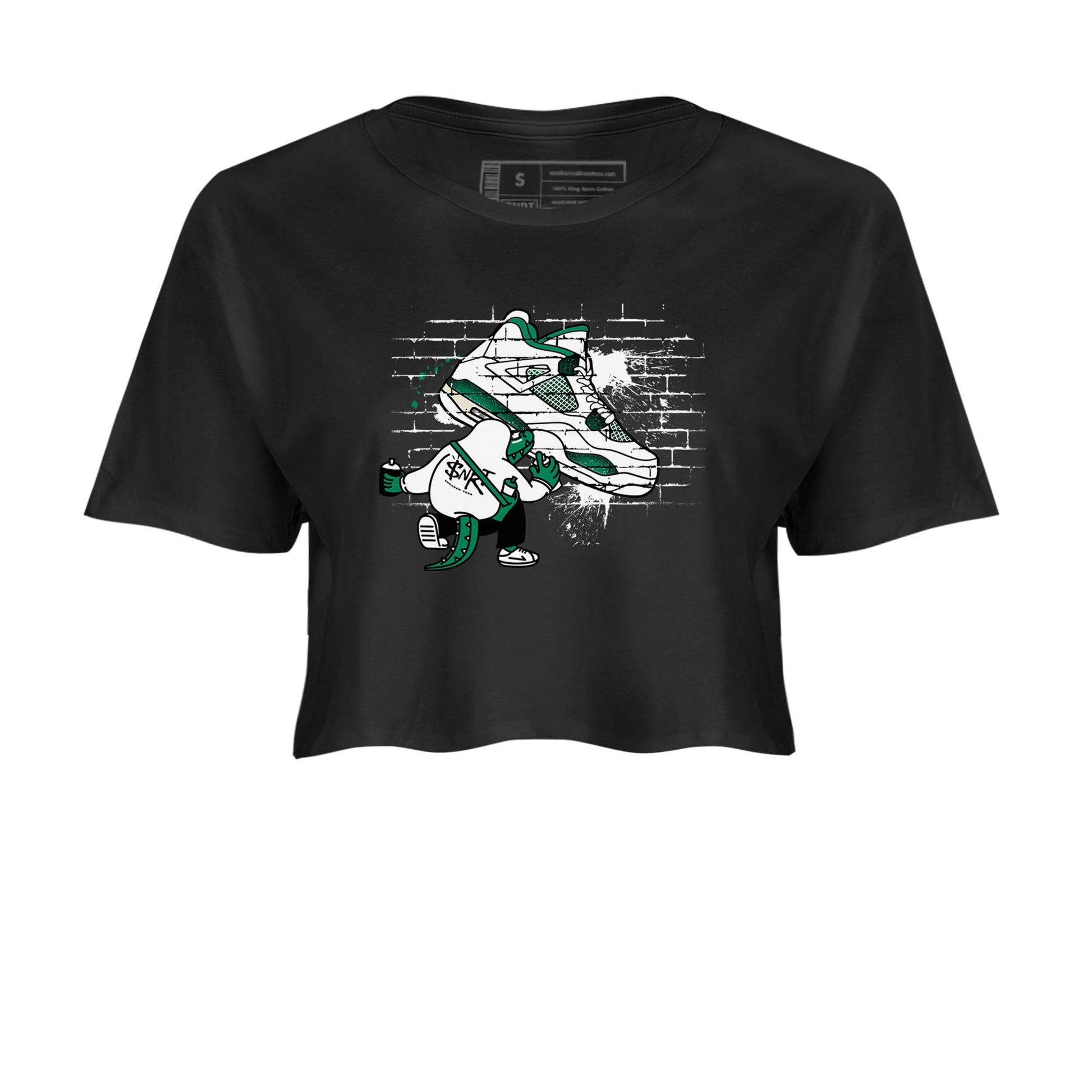 4s Oxidized Green shirts to match jordans Crocodile Artist sneaker match tees Air Jordan 4 Oxidized Green SNRT Sneaker Tees streetwear brand Black 2 crop tee