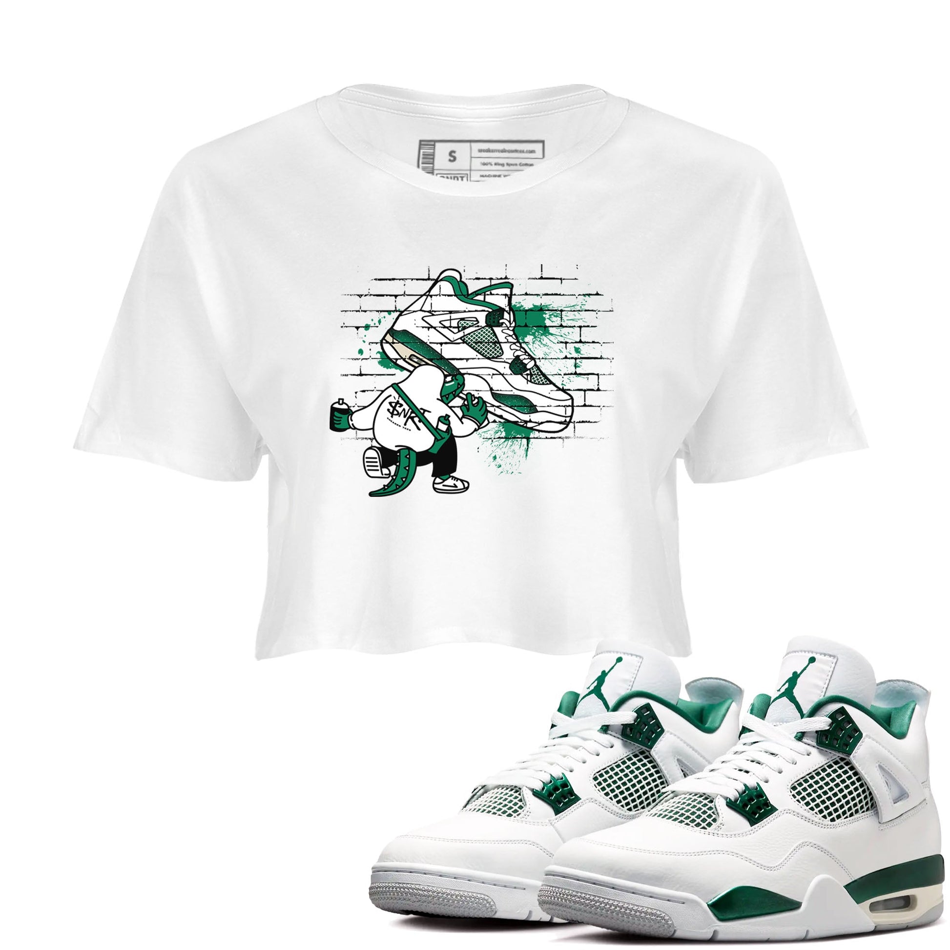 4s Oxidized Green shirts to match jordans Crocodile Artist sneaker match tees Air Jordan 4 Oxidized Green SNRT Sneaker Tees streetwear brand White 1 crop tee
