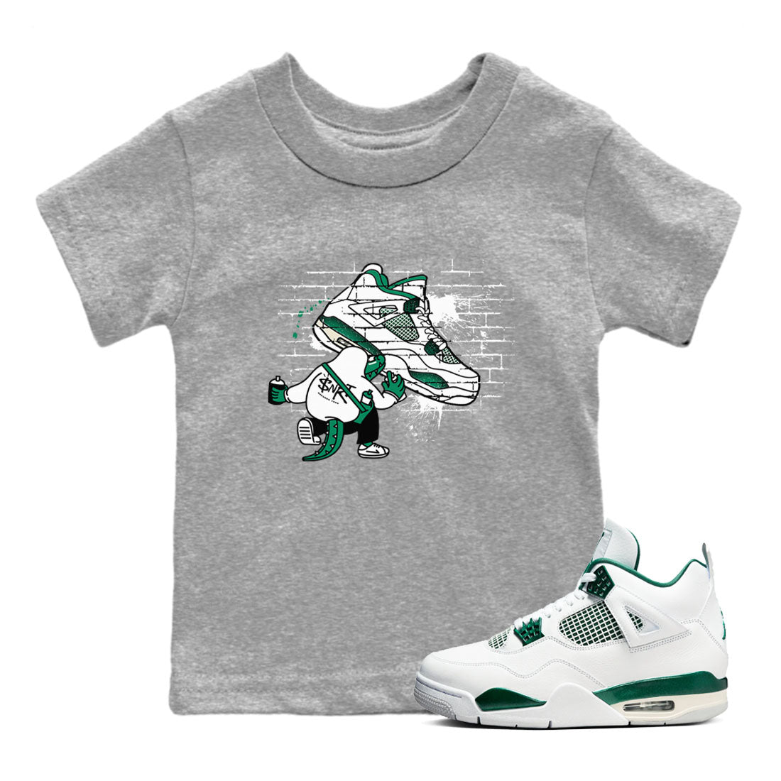 4s Oxidized Green shirts to match jordans Crocodile Artist sneaker match tees Air Jordan 4 Oxidized Green SNRT Sneaker Tees streetwear brand Baby and Youth Heather Grey 1 cotton tee