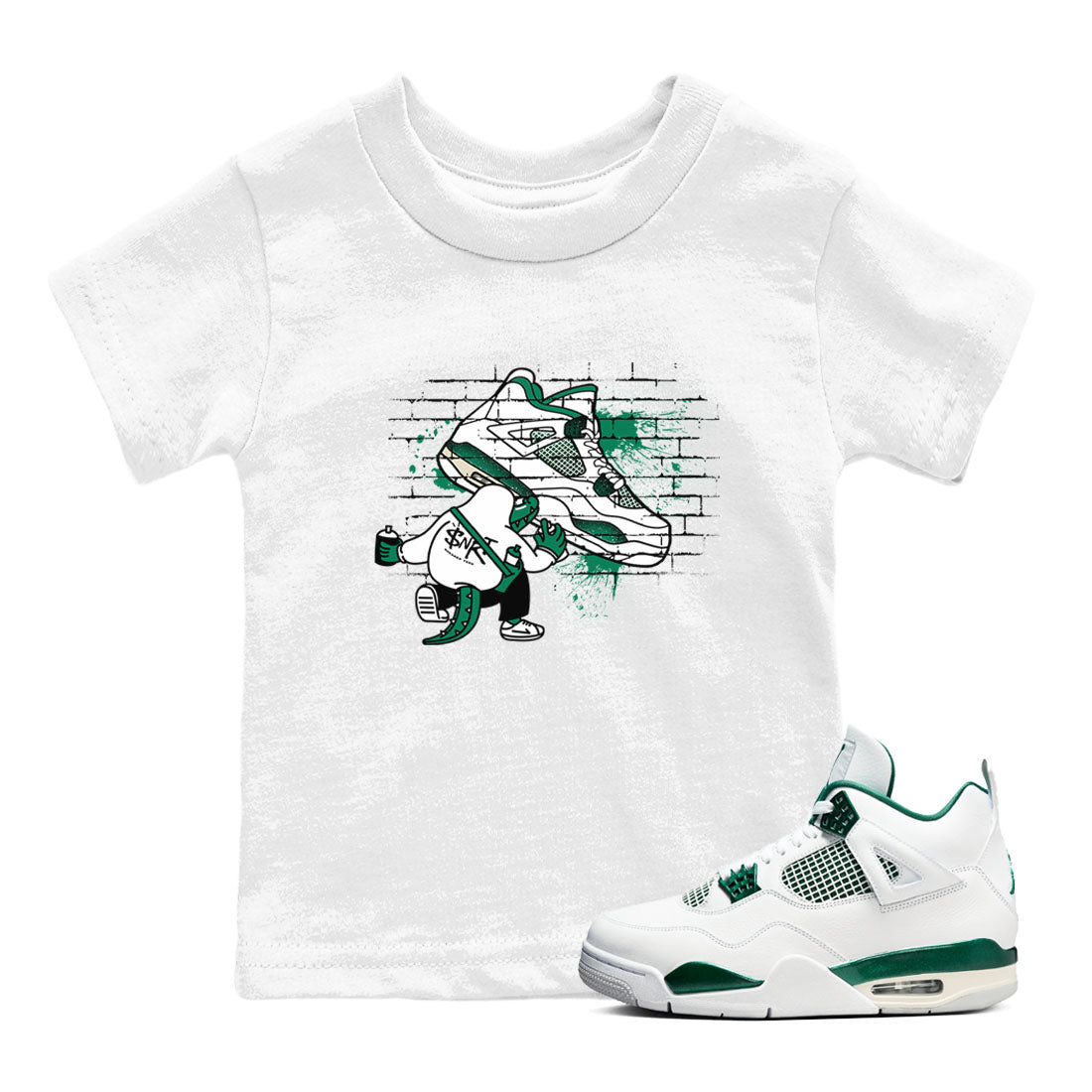 4s Oxidized Green shirts to match jordans Crocodile Artist sneaker match tees Air Jordan 4 Oxidized Green SNRT Sneaker Tees streetwear brand Baby and Youth White 1 cotton tee