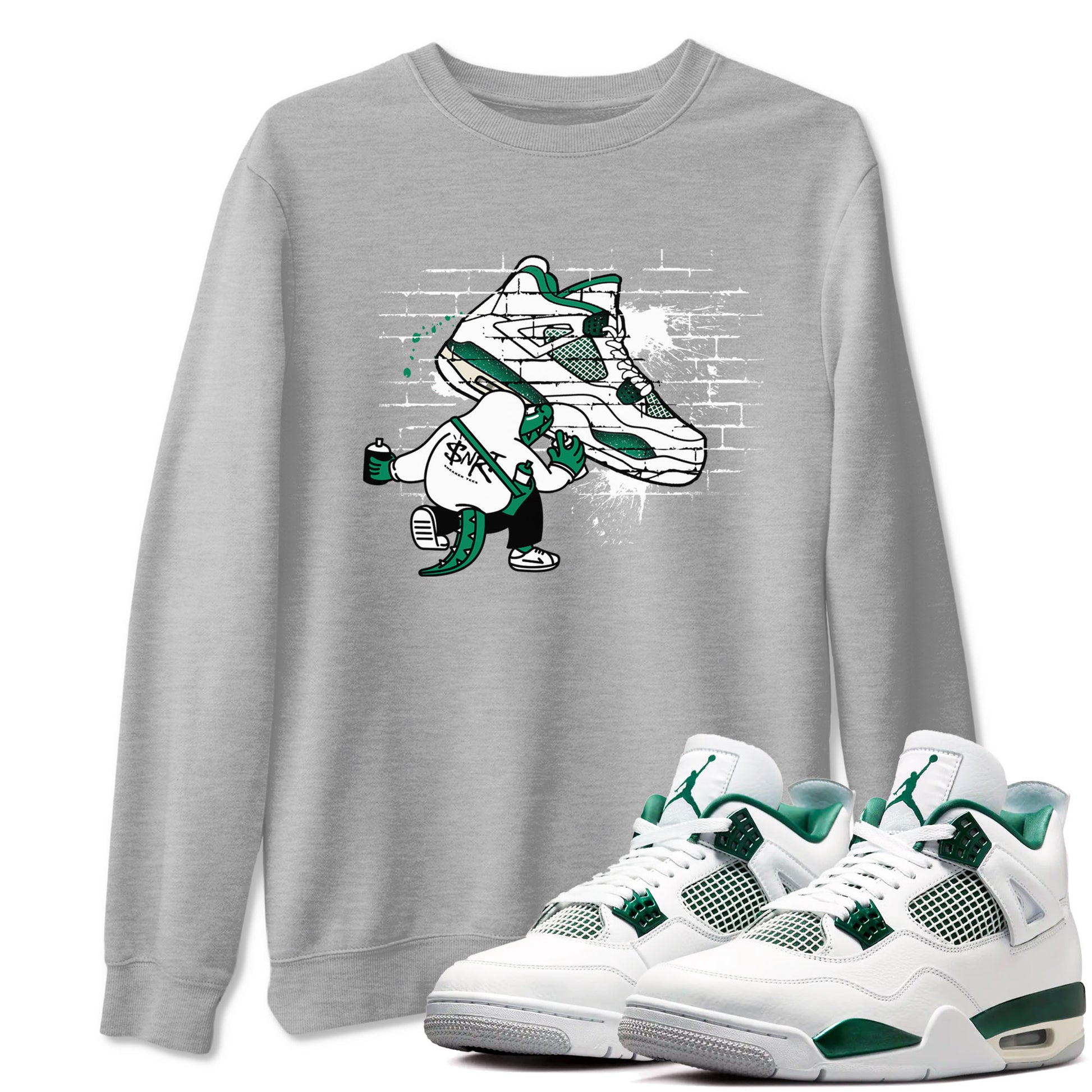4s Oxidized Green shirts to match jordans Crocodile Artist sneaker match tees Air Jordan 4 Oxidized Green SNRT Sneaker Tees streetwear brand Heather Grey 1 unisex cotton tee