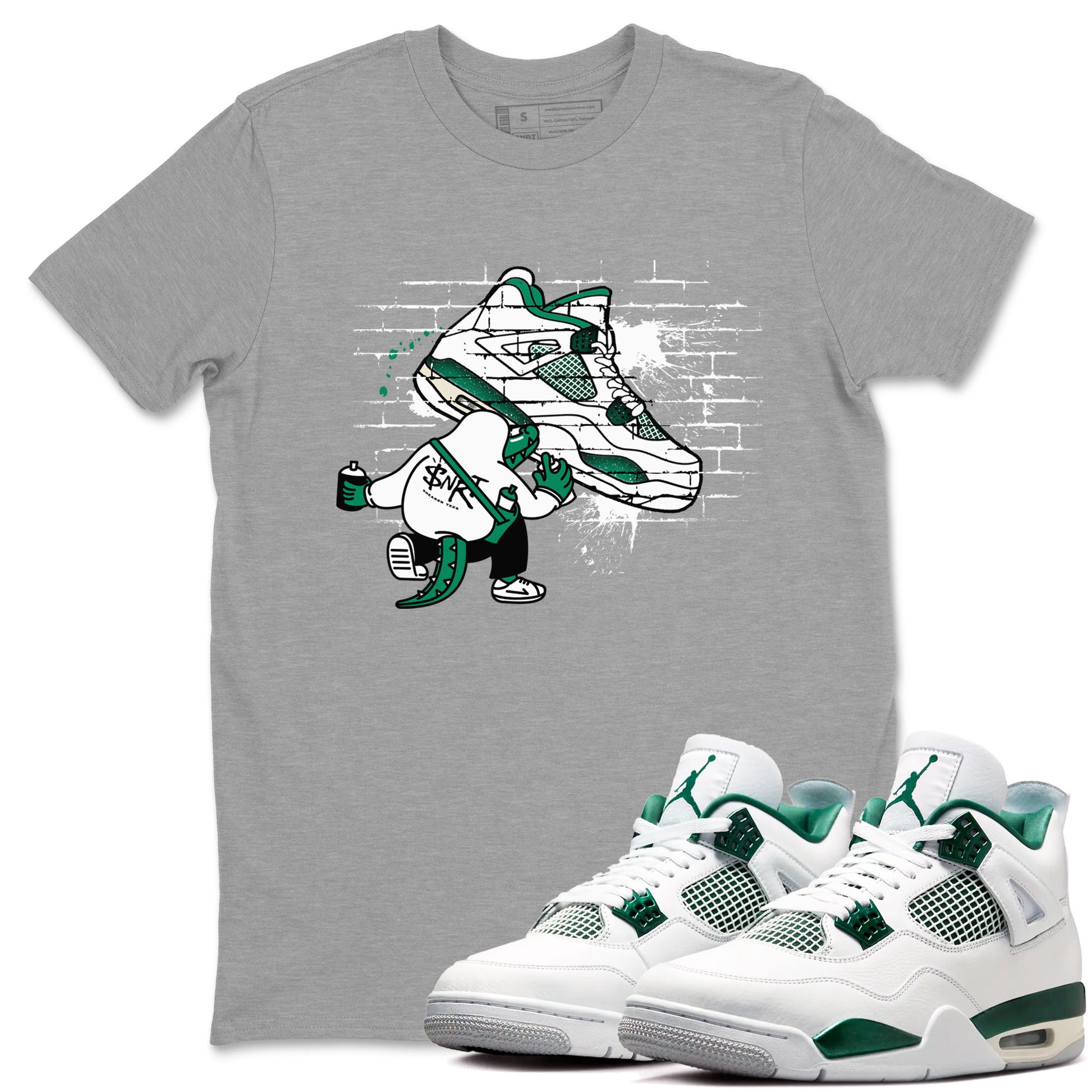 4s Oxidized Green shirts to match jordans Crocodile Artist sneaker match tees Air Jordan 4 Oxidized Green SNRT Sneaker Tees streetwear brand Heather Grey 1 unisex cotton tee