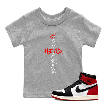 1s Black Toe Reimagined shirts to match jordans Cross Sneakerhead sneaker match tees Air Jordan 1 Black Toe Reimagined match shoes to clothes SNRT Sneaker Tees Youth Baby Heather Grey 1 tee