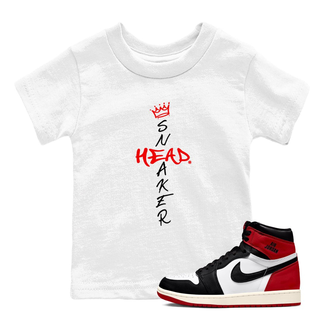1s Black Toe Reimagined shirts to match jordans Cross Sneakerhead sneaker match tees Air Jordan 1 Black Toe Reimagined match shoes to clothes SNRT Sneaker Tees Youth Baby White 1 tee
