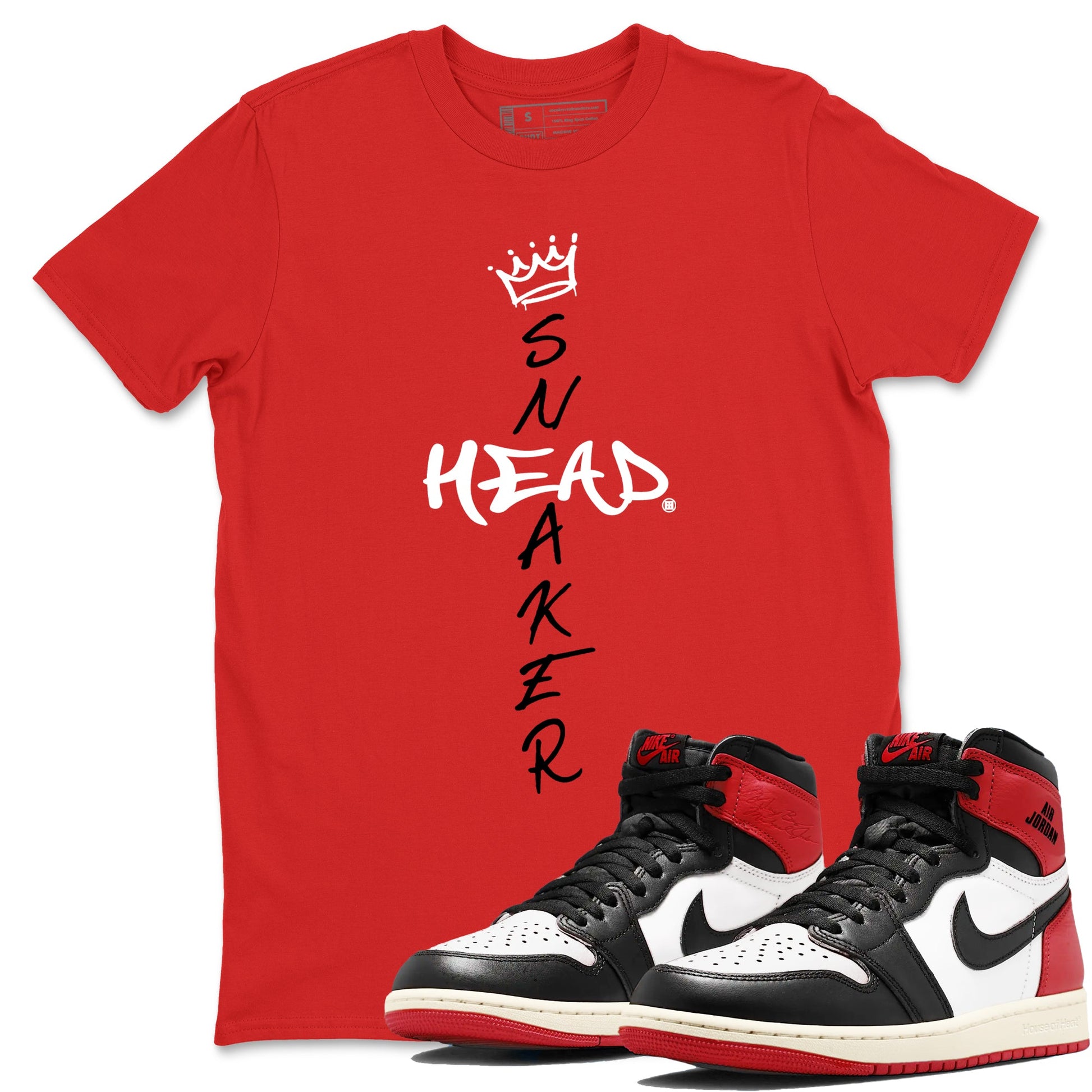 1s Black Toe Reimagined shirts to match jordans Cross Sneakerhead sneaker match tees Air Jordan 1 Black Toe Reimagined match shoes to clothes SNRT Sneaker Tees unisex cotton Red 1 shirts
