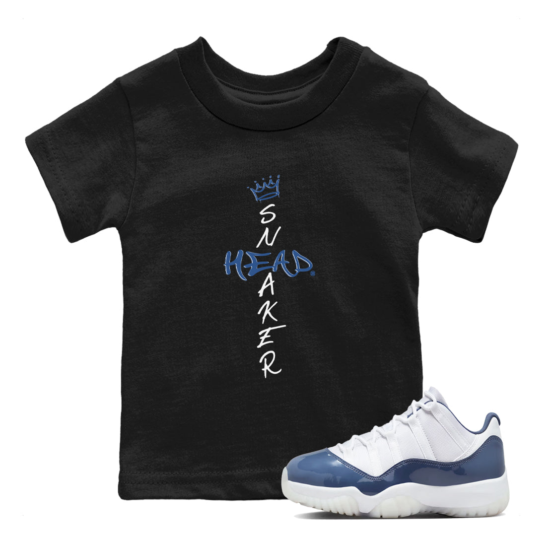 11s Diffused Blue shirts to match jordans Cross Sneakerhead sneaker match tees Air Jordan 11 Diffused Blue SNRT Sneaker Release Tees Youth Baby Black 1 crew neck shirts