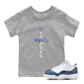 11s Diffused Blue shirts to match jordans Cross Sneakerhead sneaker match tees Air Jordan 11 Diffused Blue SNRT Sneaker Release Tees Youth Baby Heather Grey 1 crew neck shirts