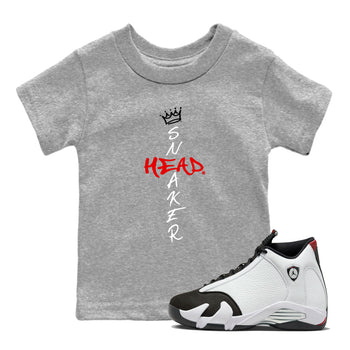Air Jordan 14 Black Toe t shirts to match sneakers Cross Sneakerhead sneaker match tees 14s Black Toe sneaker match tee SNRT Sneaker Tees Youth Baby Heather Grey 1 tee