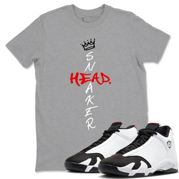 Air Jordan 14 Black Toe t shirts to match sneakers Cross Sneakerhead sneaker match tees 14s Black Toe sneaker match tee SNRT Sneaker Tees unisex cotton Heather Grey 1 shirts