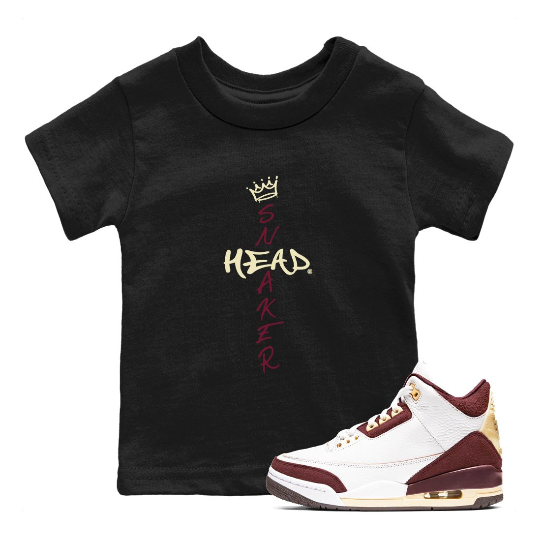 3s A Ma Maniere x Burgundy Crush shirts to match jordans Cross Sneakerhead sneaker match teesA Ma Maniére x Air Jordan 3 "Burgundy Crush" SNRT Sneaker Tees streetwear brand Baby and Youth Black 1 cotton tee