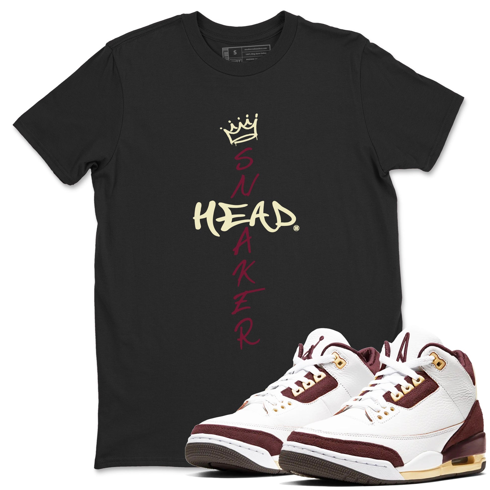 3s A Ma Maniere x Burgundy Crush shirts to match jordans Cross Sneakerhead sneaker match teesA Ma Maniére x Air Jordan 3 "Burgundy Crush" SNRT Sneaker Tees streetwear brand Black 1 unisex cotton tee