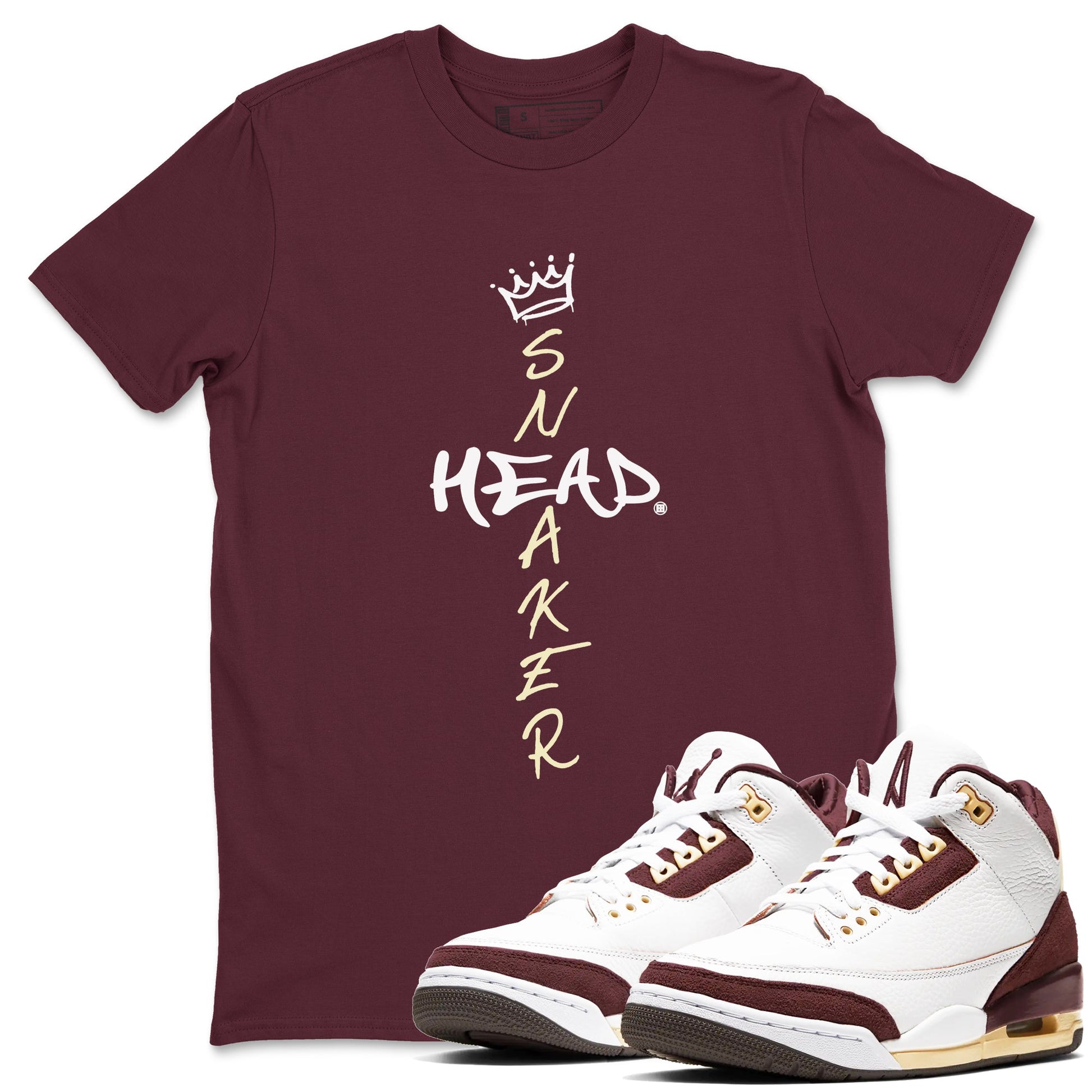 3s A Ma Maniere x Burgundy Crush shirts to match jordans Cross Sneakerhead sneaker match teesA Ma Maniére x Air Jordan 3 "Burgundy Crush" SNRT Sneaker Tees streetwear brand Maroon 1 unisex cotton tee