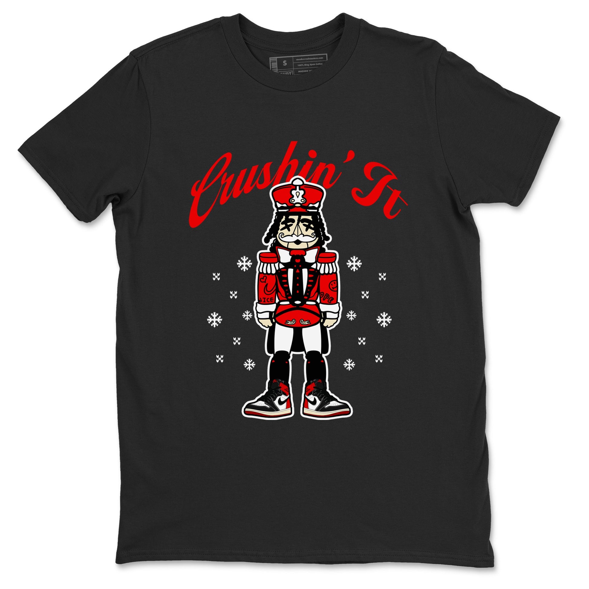 1s Black Toe Reimagined t shirts to match sneakers Crushin' It Christmas Tee  Air Jordan 1 Black Toe Reimagined shirt SNRT Sneaker Tees unisex cotton Black 2 shirts