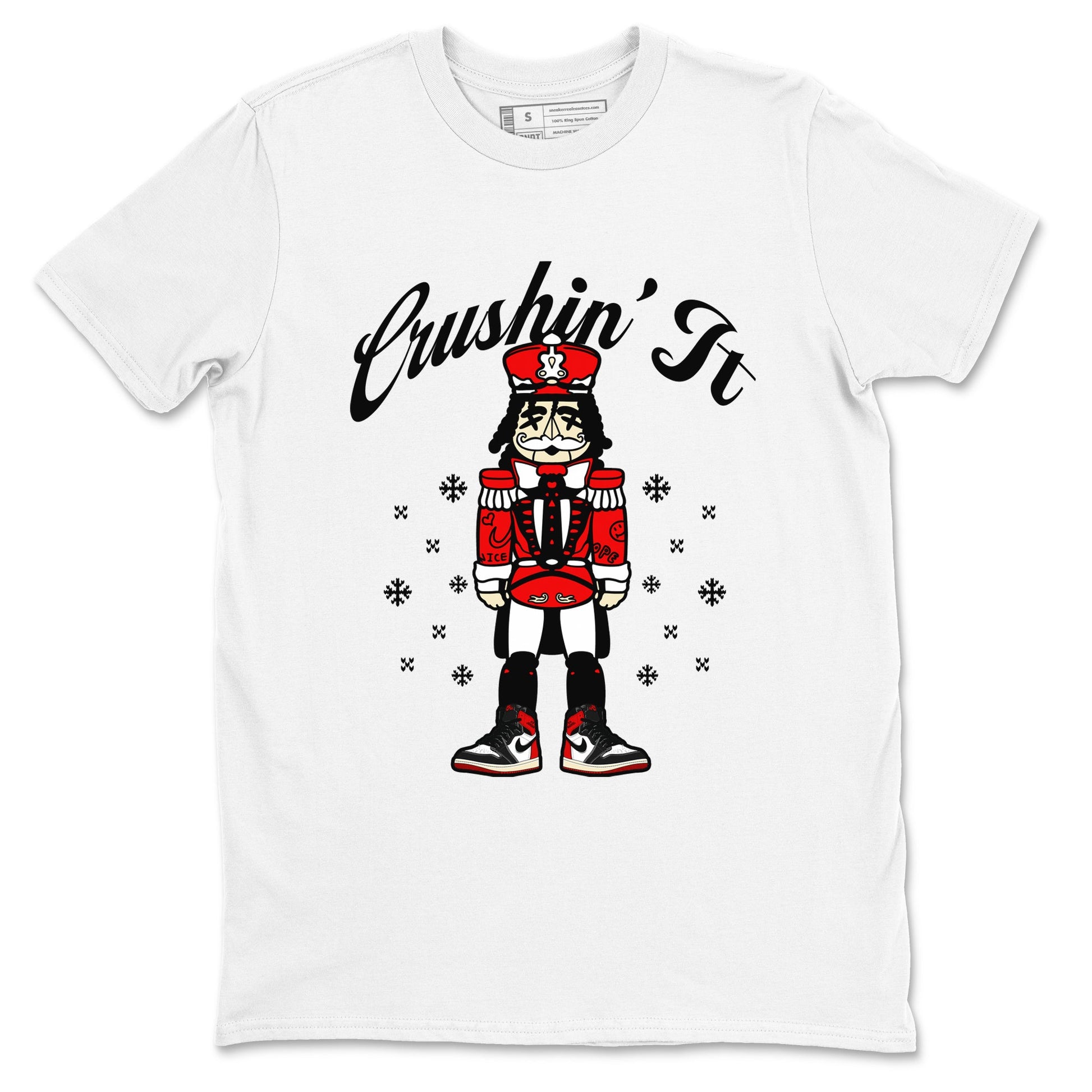 1s Black Toe Reimagined t shirts to match sneakers Crushin' It Christmas Tee  Air Jordan 1 Black Toe Reimagined shirt SNRT Sneaker Tees unisex cotton White 2 shirts