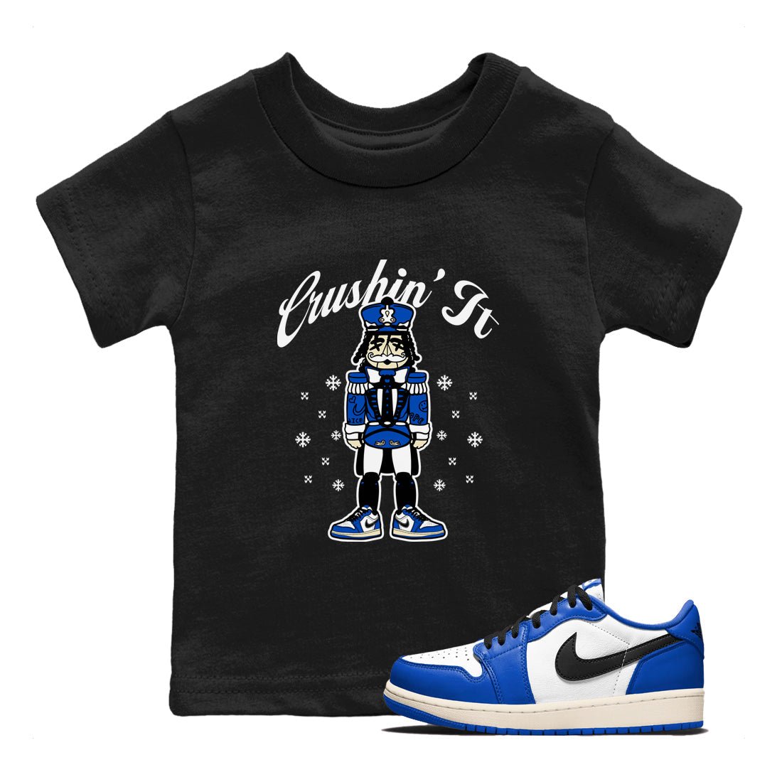 1s Game Royal t shirts to match sneakers Crushin' It Christmas Tee  Air Jordan 1 Game Royal shirt SNRT Sneaker Tees Youth Baby Black 1 tee