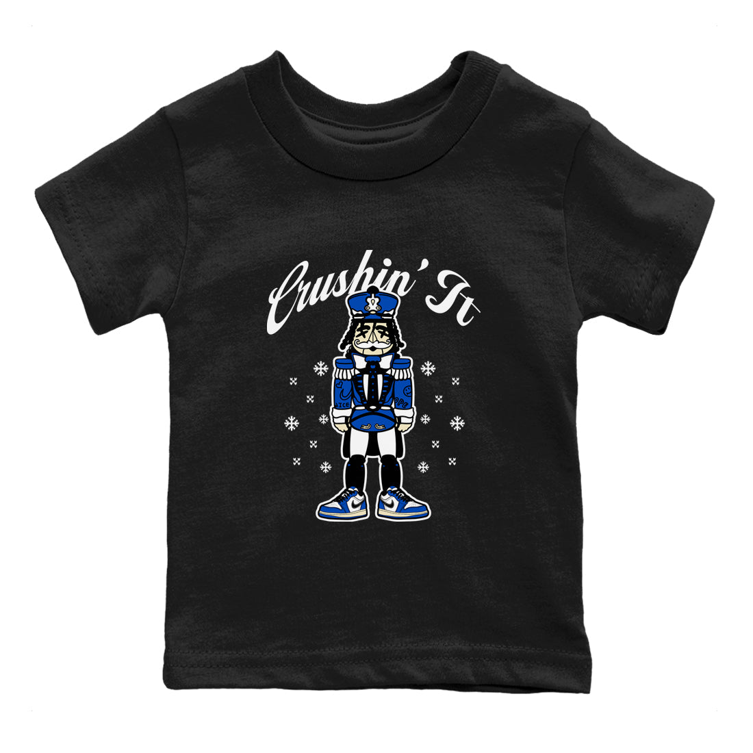 1s Game Royal t shirts to match sneakers Crushin' It Christmas Tee  Air Jordan 1 Game Royal shirt SNRT Sneaker Tees Youth Baby Black 2 tee