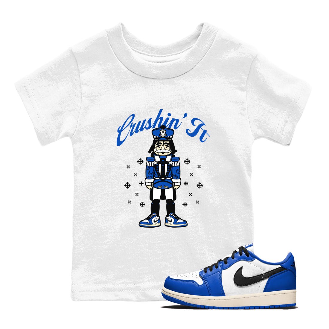 1s Game Royal t shirts to match sneakers Crushin' It Christmas Tee  Air Jordan 1 Game Royal shirt SNRT Sneaker Tees Youth Baby White 1 tee