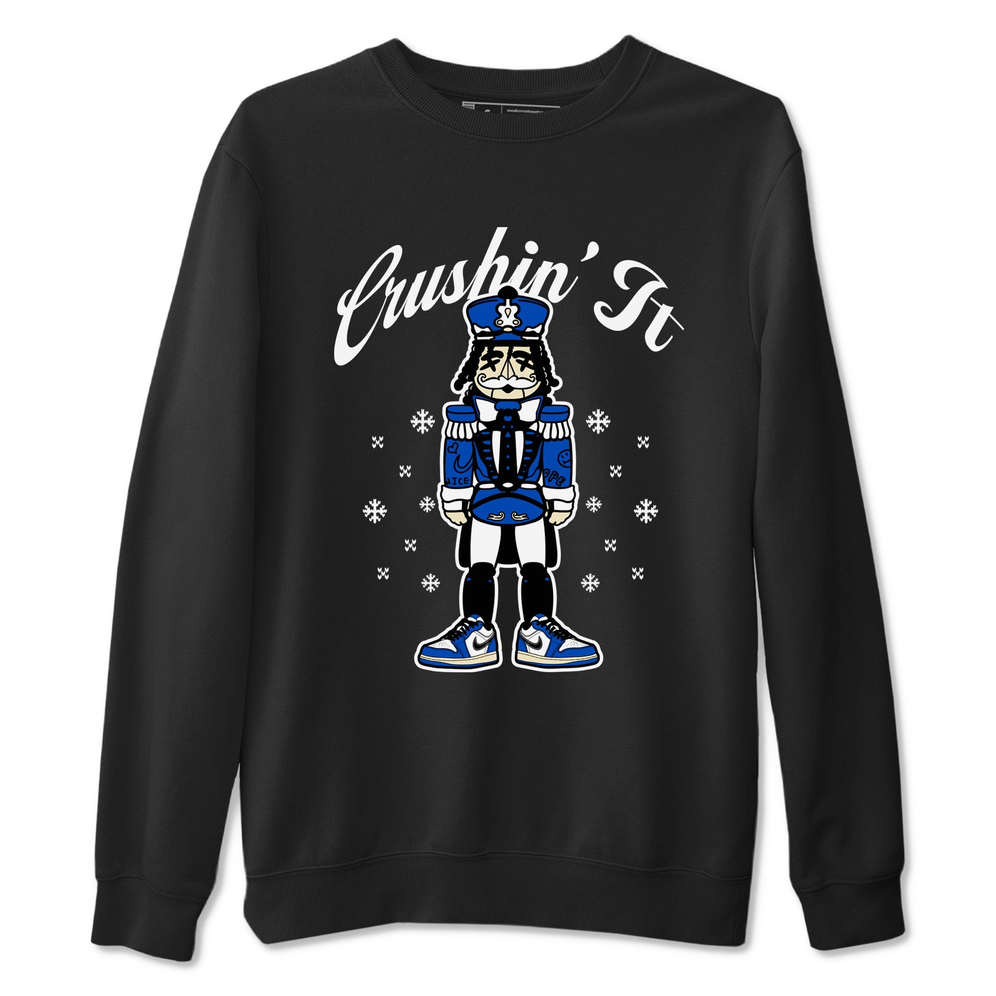 1s Game Royal t shirts to match sneakers Crushin' It Christmas Tee  Air Jordan 1 Game Royal shirt SNRT Sneaker Tees unisex cotton Black 2 shirts