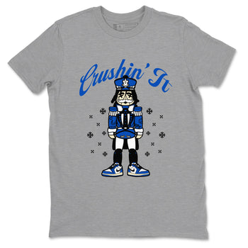 1s Game Royal t shirts to match sneakers Crushin' It Christmas Tee  Air Jordan 1 Game Royal shirt SNRT Sneaker Tees unisex cotton Heather Grey 2 shirts