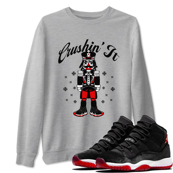 11s Bred Velvet shirts to match jordans Crushin' It sneaker match tees Air Jordan 11 Retro Bred Velvet match shoes to clothes SNRT Sneaker Tees unisex cotton Heather Grey 1 shirts