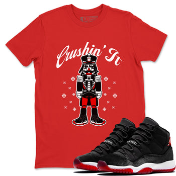 11s Bred Velvet shirts to match jordans Crushin' It sneaker match tees Air Jordan 11 Retro Bred Velvet match shoes to clothes SNRT Sneaker Tees unisex cotton Red 1 shirts