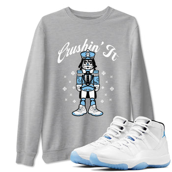 11s Legend Blue (Columbia) shirts to match jordans Crushin' It sneaker match tees Air Jordan 11 Retro Legend Blue match shoes to clothes SNRT Sneaker Tees unisex cotton Heather Grey 1 shirts