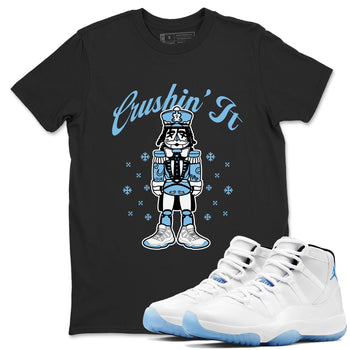 11s Legend Blue (Columbia) shirts to match jordans Crushin' It sneaker match tees Air Jordan 11 Retro Legend Blue match shoes to clothes SNRT Sneaker Tees unisex cotton Black 1 shirts