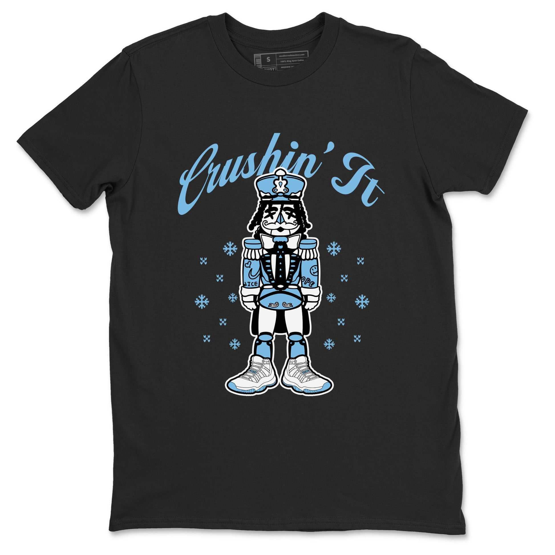 11s Legend Blue (Columbia) shirts to match jordans Crushin' It sneaker match tees Air Jordan 11 Retro Legend Blue match shoes to clothes SNRT Sneaker Tees unisex cotton Black 2 shirts