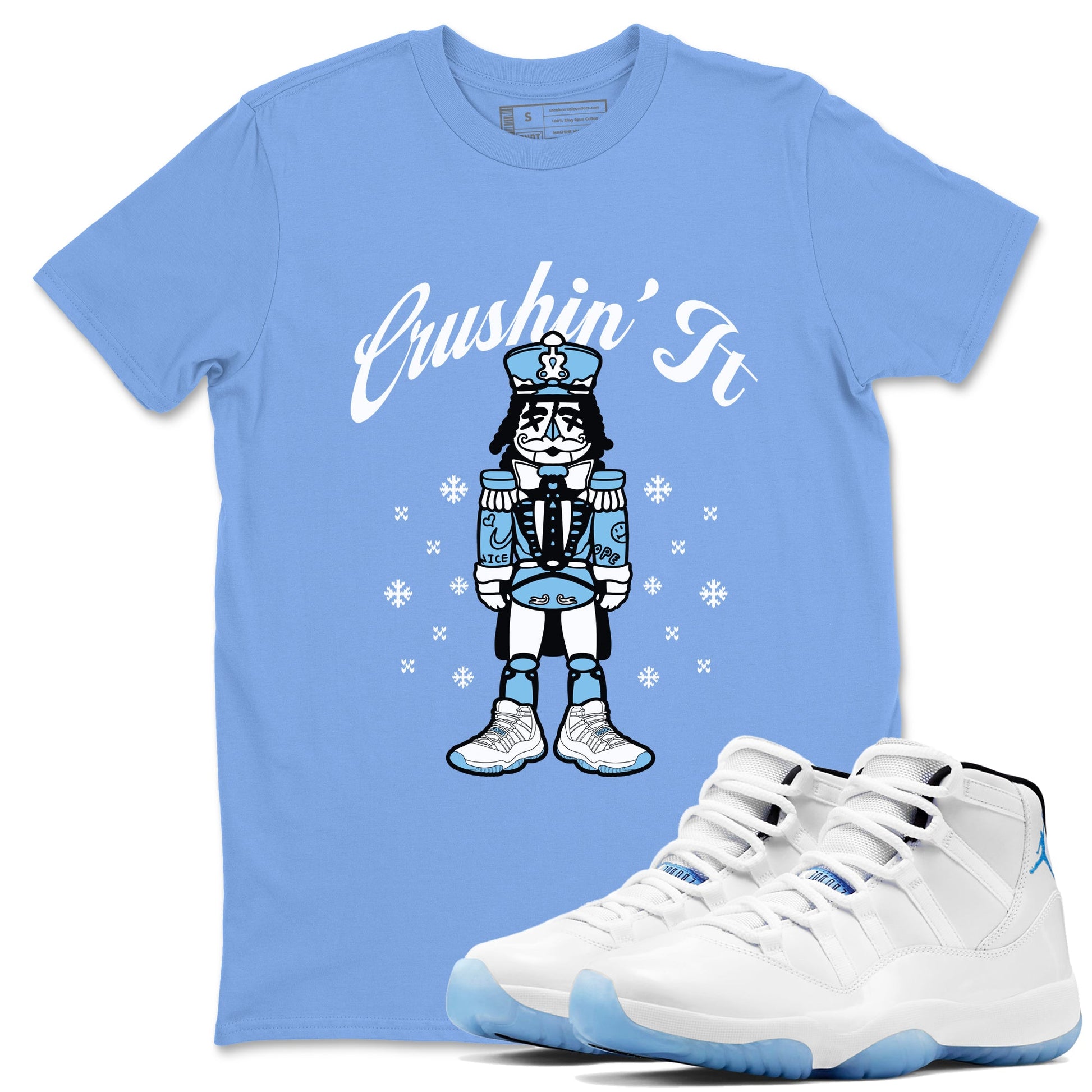 11s Legend Blue (Columbia) shirts to match jordans Crushin' It sneaker match tees Air Jordan 11 Retro Legend Blue match shoes to clothes SNRT Sneaker Tees unisex cotton Carolina Blue 1 shirts